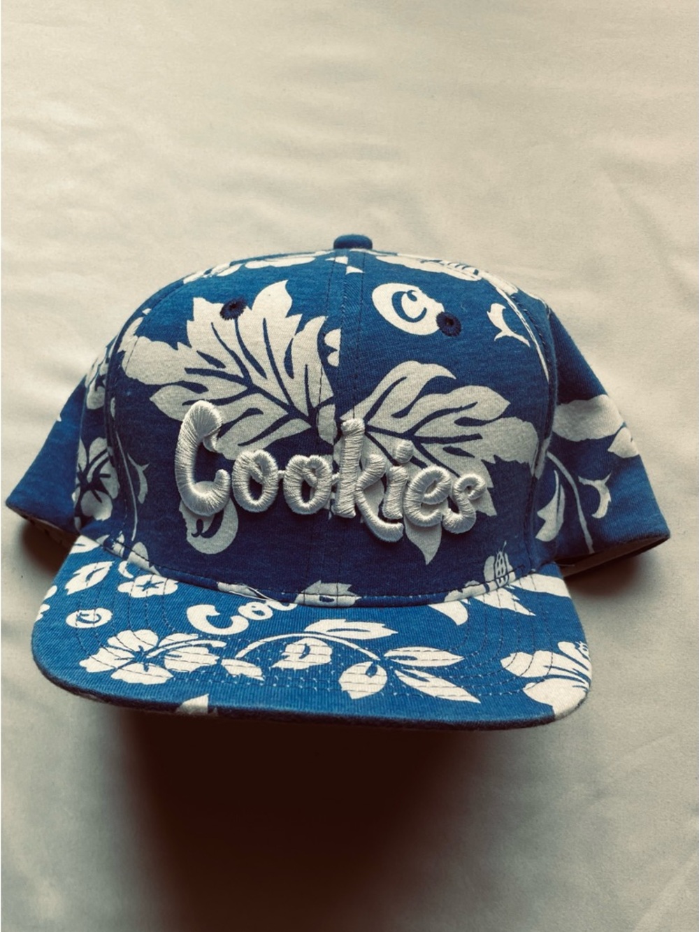 Adult Blue Floral Snapback Hat with Cookies Logo embroidered
